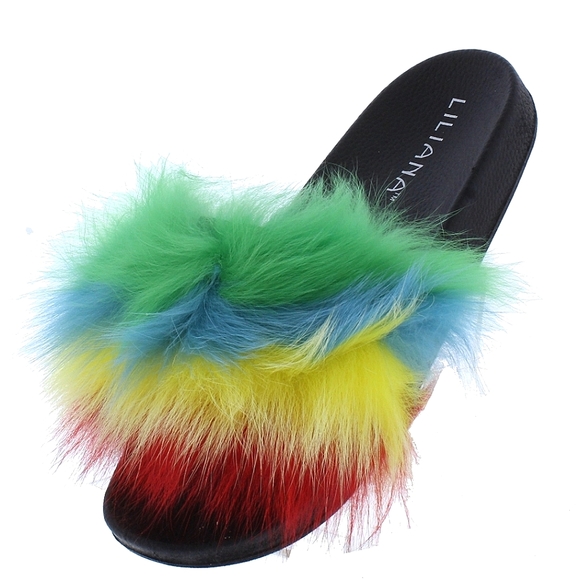 Liliana Shoes - 💎Liliana Rainbow Fur Slides💎